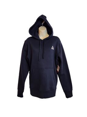 Reebok Fleece Hoodie Sweatshirt Logo Unisex Navy Blue Small